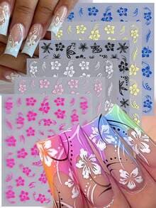 3D Hawaiian Hibiscus Nail Stickers