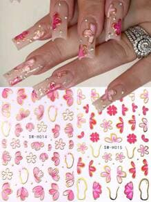 3D Pink Lotus Flower Nail Stickers