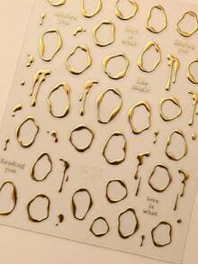 Gold Heart Metal Nail Stickers