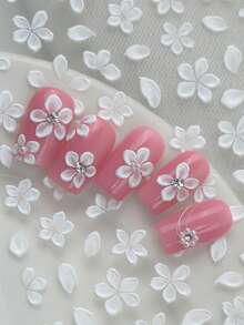 Pure White Crystal Flower Nail Decals
