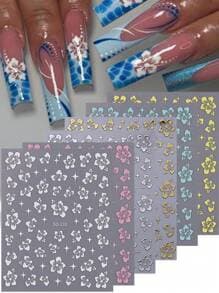 Summer Hibiscus Flower Nail Stickers